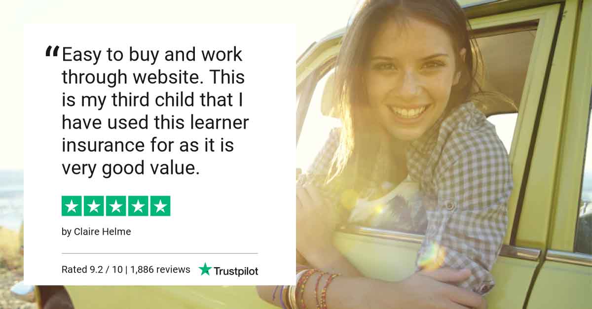 Trustpilot graphic from customers- Quick, easy and perfect! Driving in my own car has been so paramount in my confidence and this insurance is quick and easy!! Ellisha W